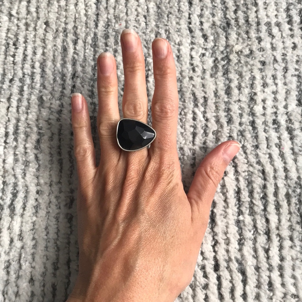 Black and silver statement ring